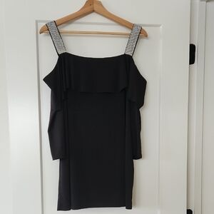 Belldini Black Mini Dress with Embellished Straps